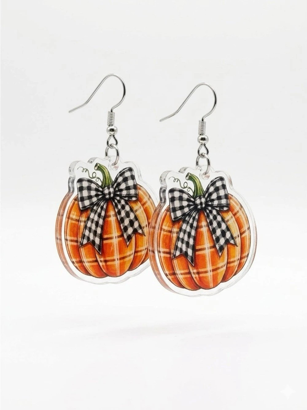 Pumpkin Plaid Dangle Earrings